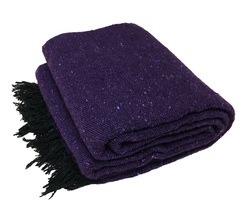 Open Road Goods Handmade Solid Color Yoga Blanket - Thick Mexican Blanket or Throw - Made for Yoga! (Purple Blanket) - Image 5